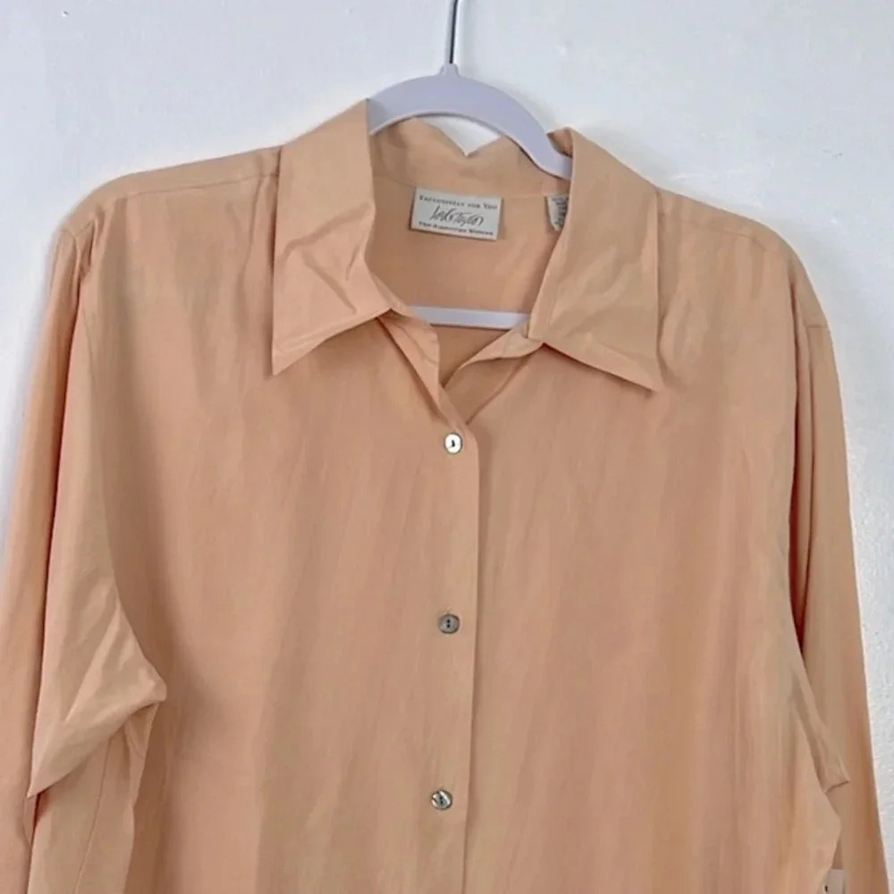 Lord & Taylor Peach Button-Down Long Sleeve Shirt - Picture 6 of 6